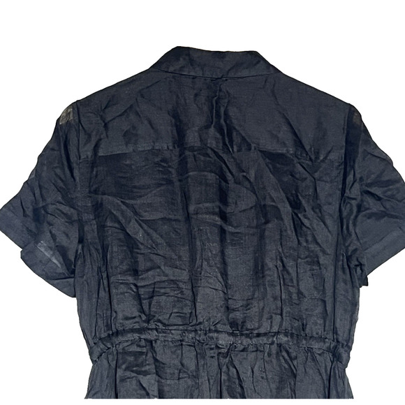 J Crew Cerise Shirt Dress in Ramie Size 12 Black Midi Ramie Lightweight Classic - Picture 4 of 12